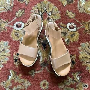 Tan and white cork sandals